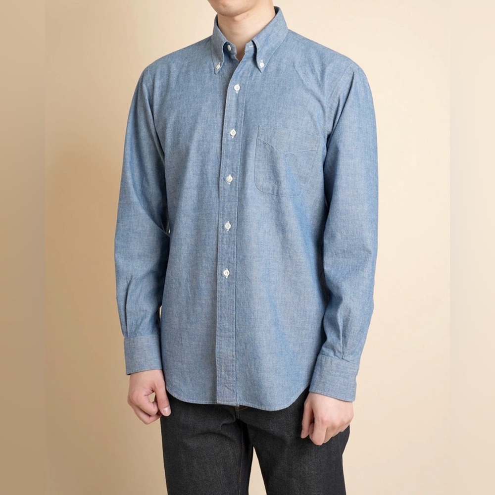 Kamakura Shirt Vintage Ivy Blue Button-Down Chambray Size 16 1/2 Made In Japan